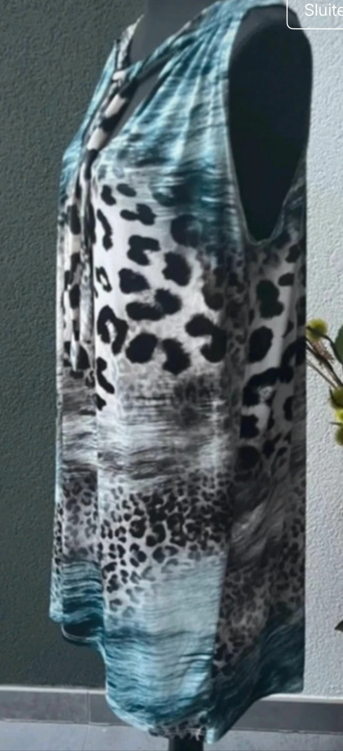 🌺 𝒎𝒛 | Vestido de verão boho Ibiza estampa de leopardo preto turquesa tamanho XL 42 | robe d’été | imprimé léopard | bohème chic – photo 2